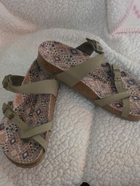 Birkenstock Women's Olive Strappy Cork Footbed Sandals